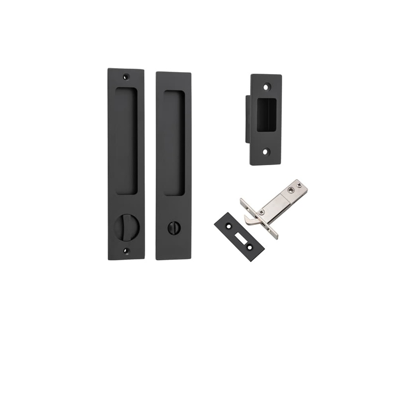 Sliding Door Pull Rectangular Privacy Kit – Matt Black