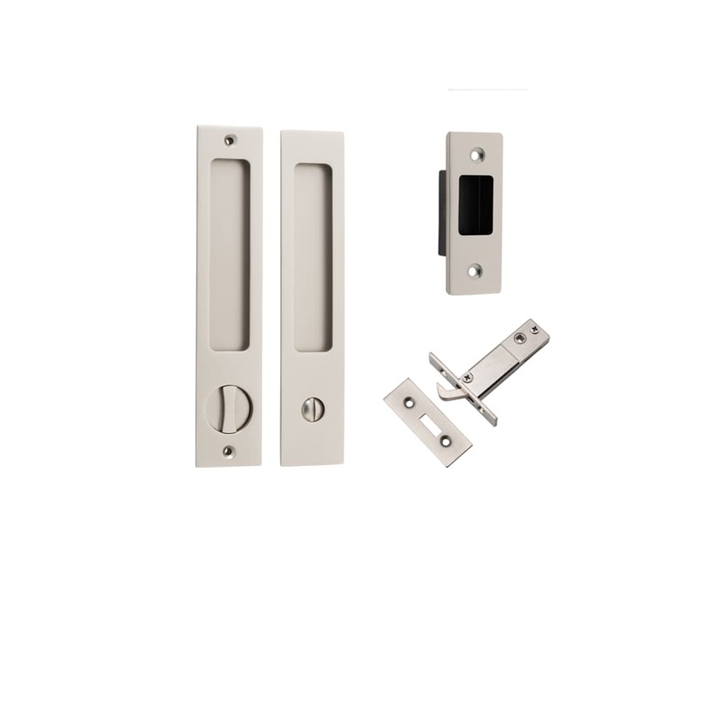 Sliding Door Pull Rectangular Privacy Kit – Satin Nickel
