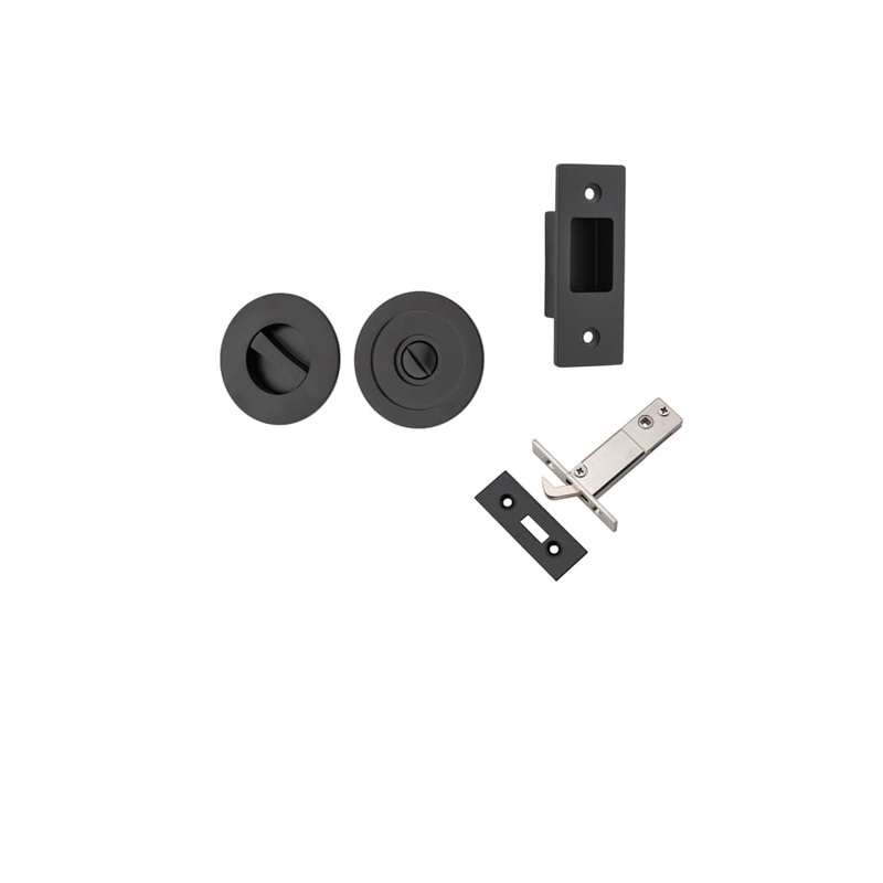Sliding Door Pull Round Privacy Kit – Matt Black