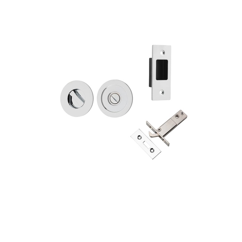 Sliding Door Pull Round Privacy Kit – Polished Chrome