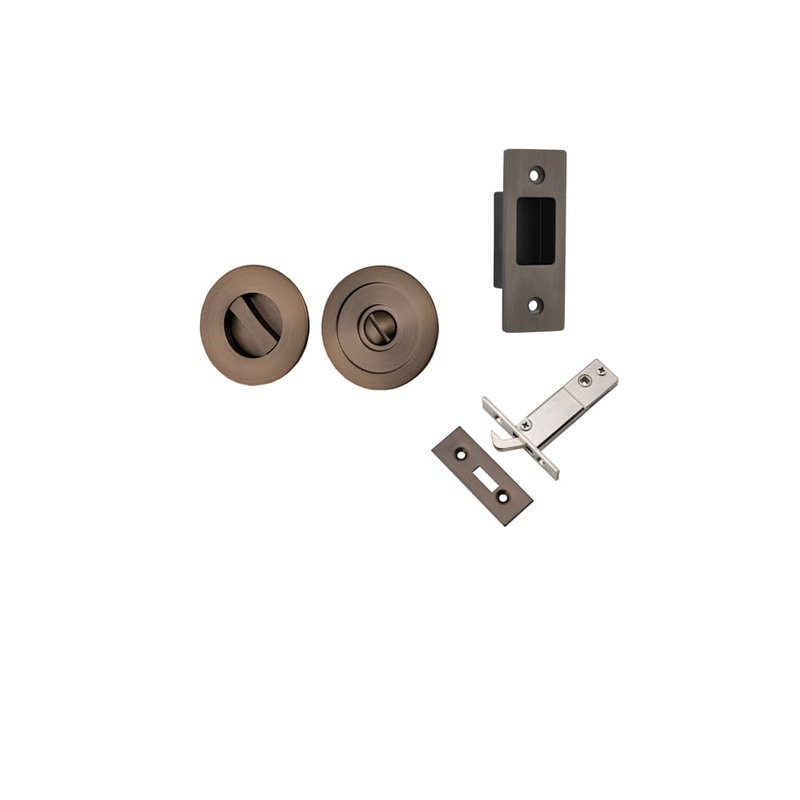 Sliding Door Pull Round Privacy Kit – Signature Brass