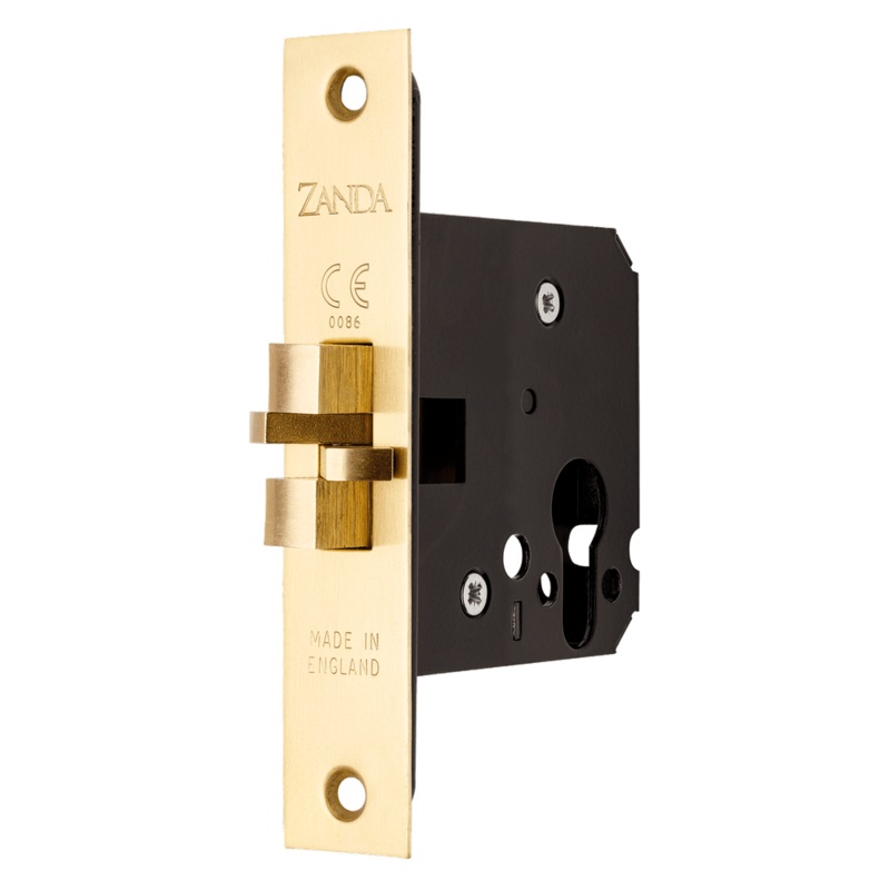 Zanda Sliding Mortice Lock Euro Satin Brass Claw Type 57mm