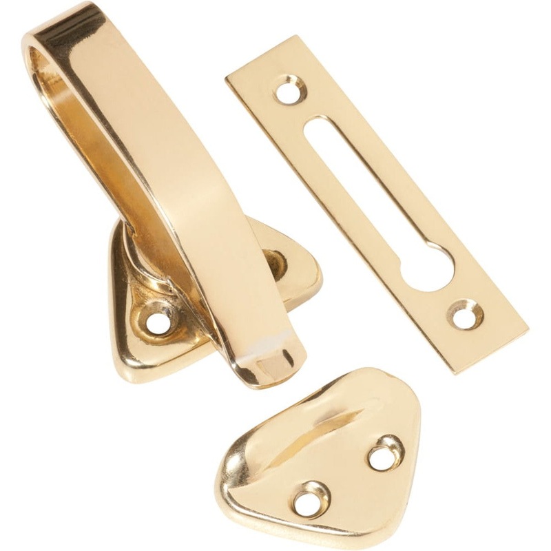 Hopper Window Fastener Polished Brass