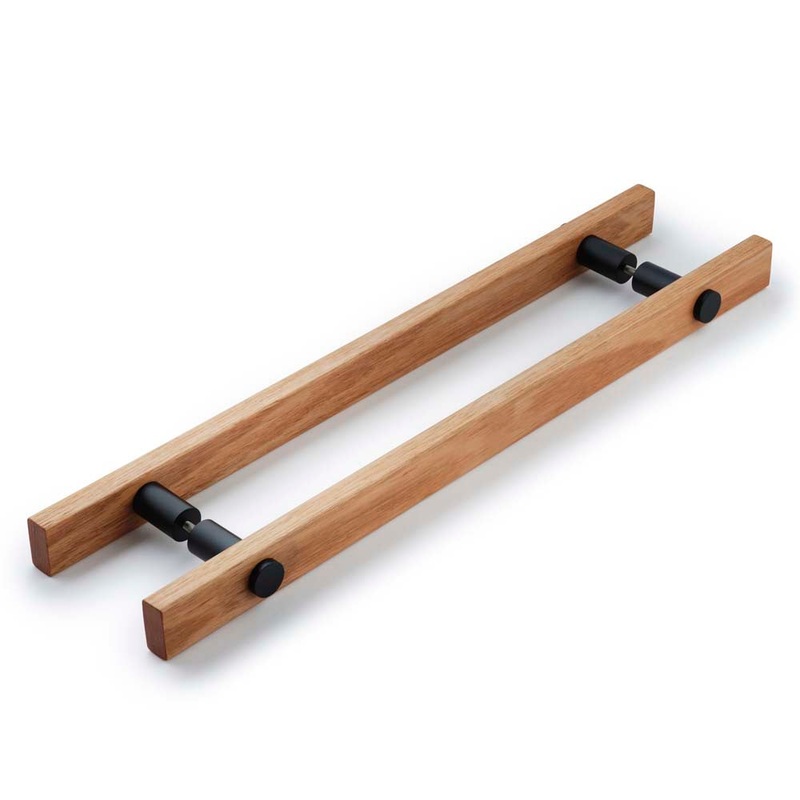 Lenah Hydrowood 600mm Entrance Handle With Face Caps Back-to-Back Matt Black