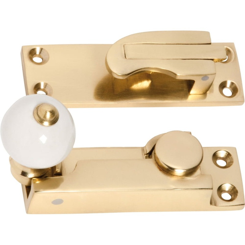 Sash Fastener Porcelain Ball Polished Brass