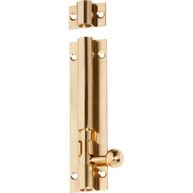 Barrel Bolt Polished Brass 100mm