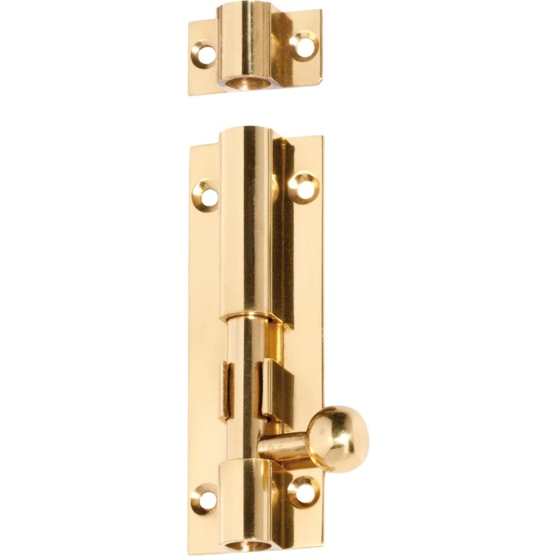Barrel Bolt Polished Brass 75mm