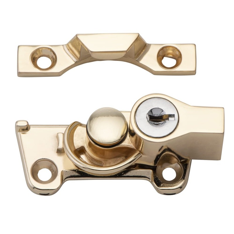 Sash Fastener Locking Wide Base Zinc Alloy Electroplated Brass