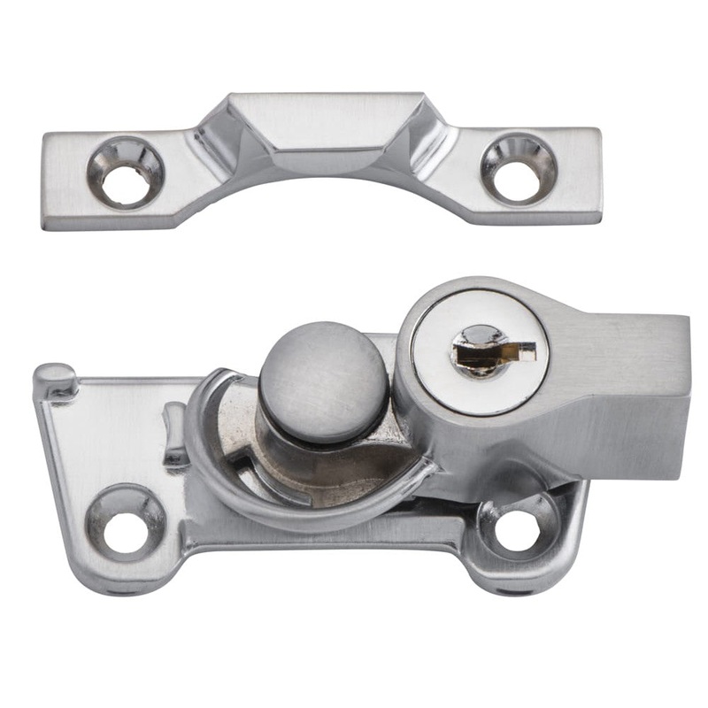 Sash Fastener Locking Wide Base Zinc Alloy Satin Chrome