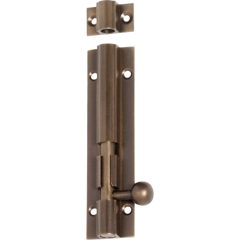 Barrel Bolt Antique Brass 100mm