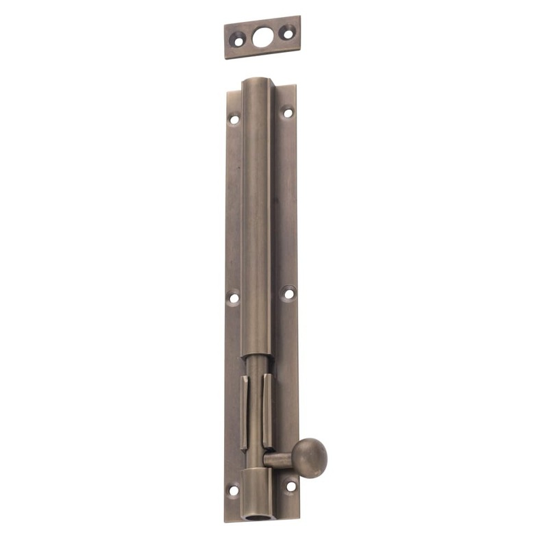 Barrel Bolt Long Throw Antique Brass 150mm