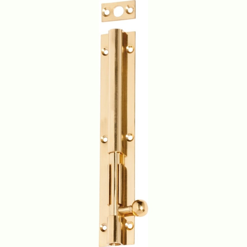 Barrel Bolt Long Throw Polished Brass 150mm