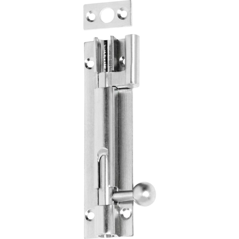 Barrel Bolt Offset Satin Chrome 100mm