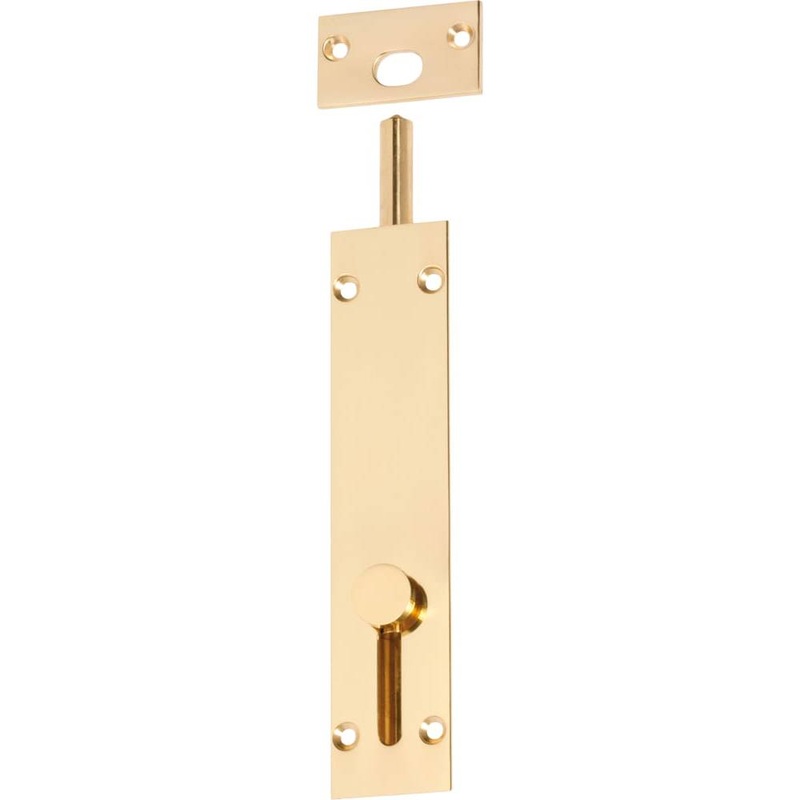 Barrel Bolt Reverse Polished Brass 150mm