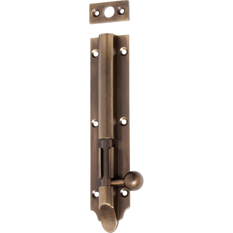 Barrel Bolt Victorian Long Throw Antique Brass 150mm
