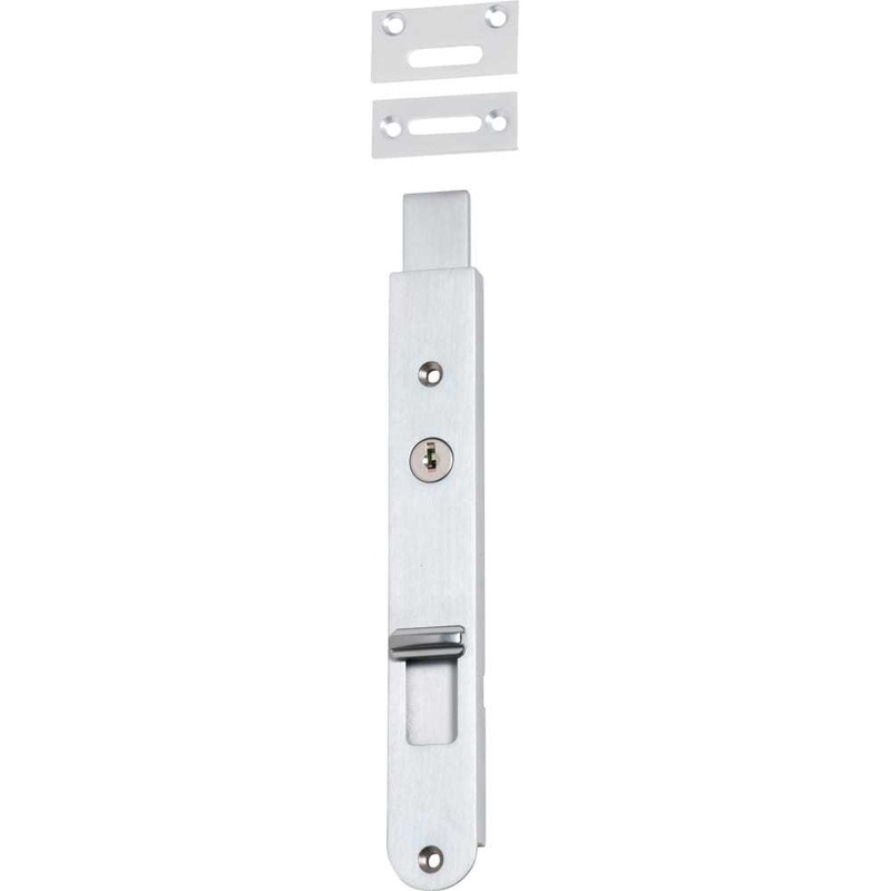 Flush Bolt Locking Brushed Chrome 200mm