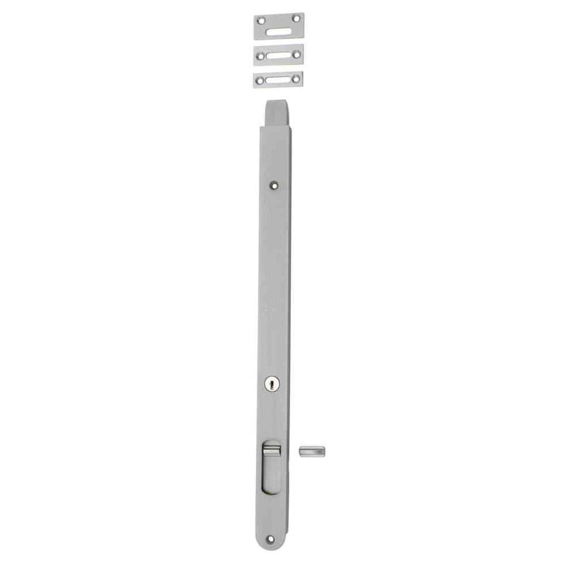 Flush Bolt Locking Brushed Chrome 400mm