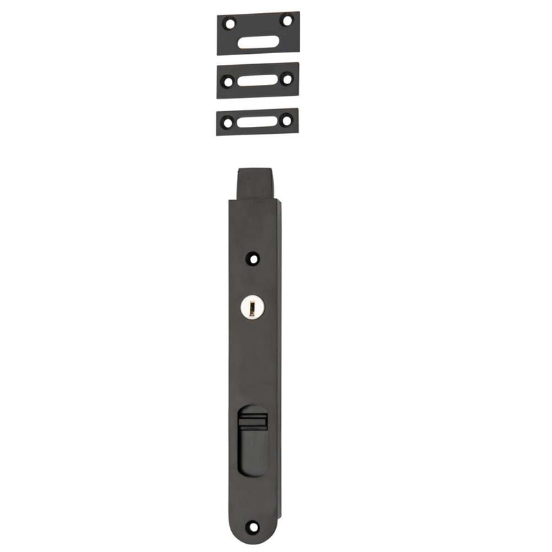 Flush Bolt Locking Matt Black 200mm