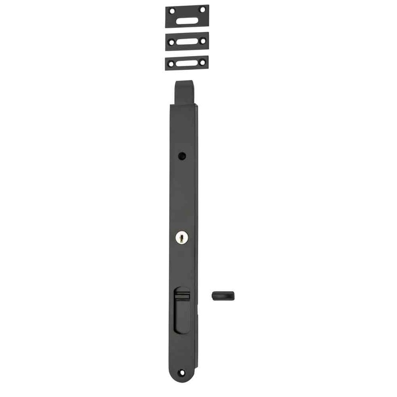 Flush Bolt Locking Matt Black 300mm
