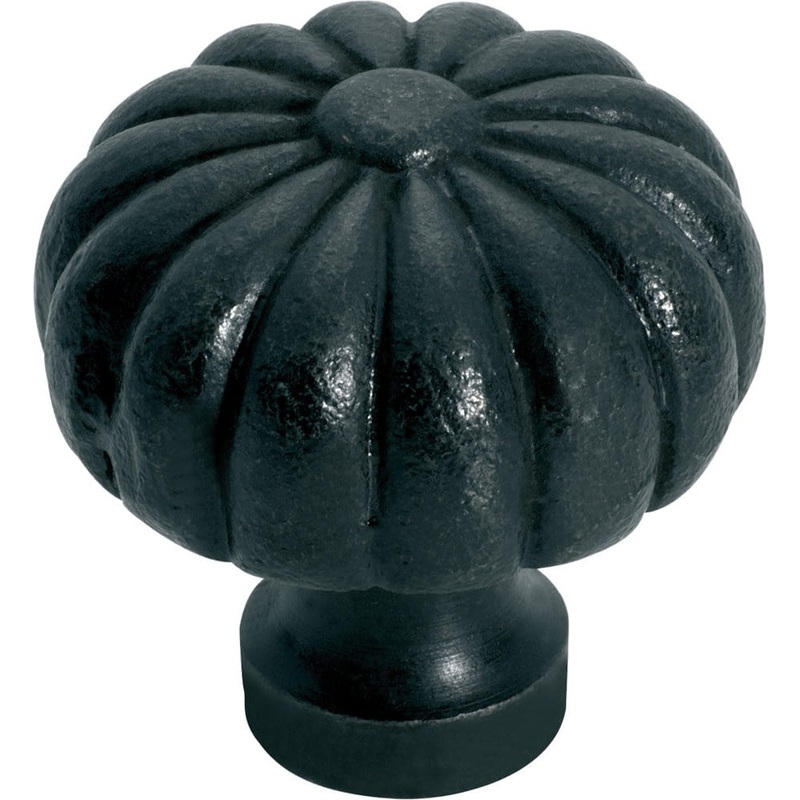 Cupboard Knob Fluted Iron Matt Black 38mm