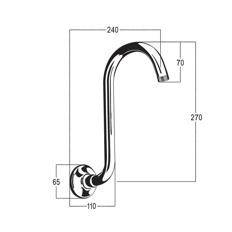 Roulette Flamingo Shower Arm 280mm Polished Brass