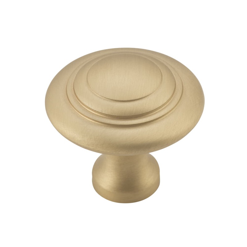 Cupboard Knob Domed Satin Brass 38mm