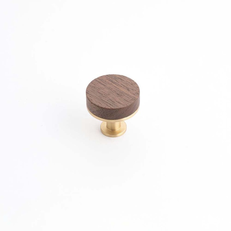 Tundra 30mm Knob Walnut Satin Brass