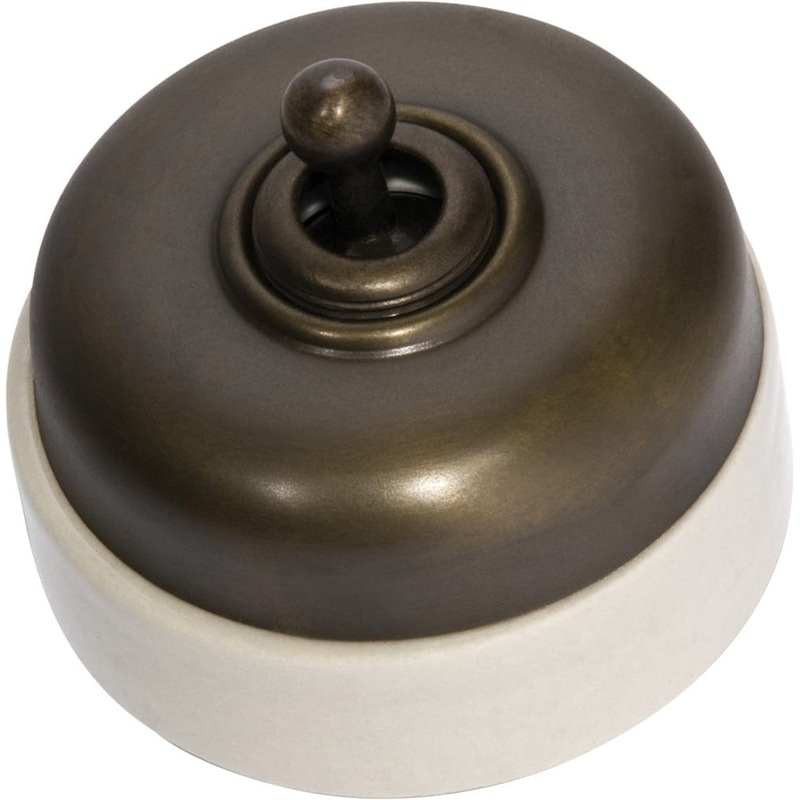 Switch Ivory Porcelain Base Antique Brass