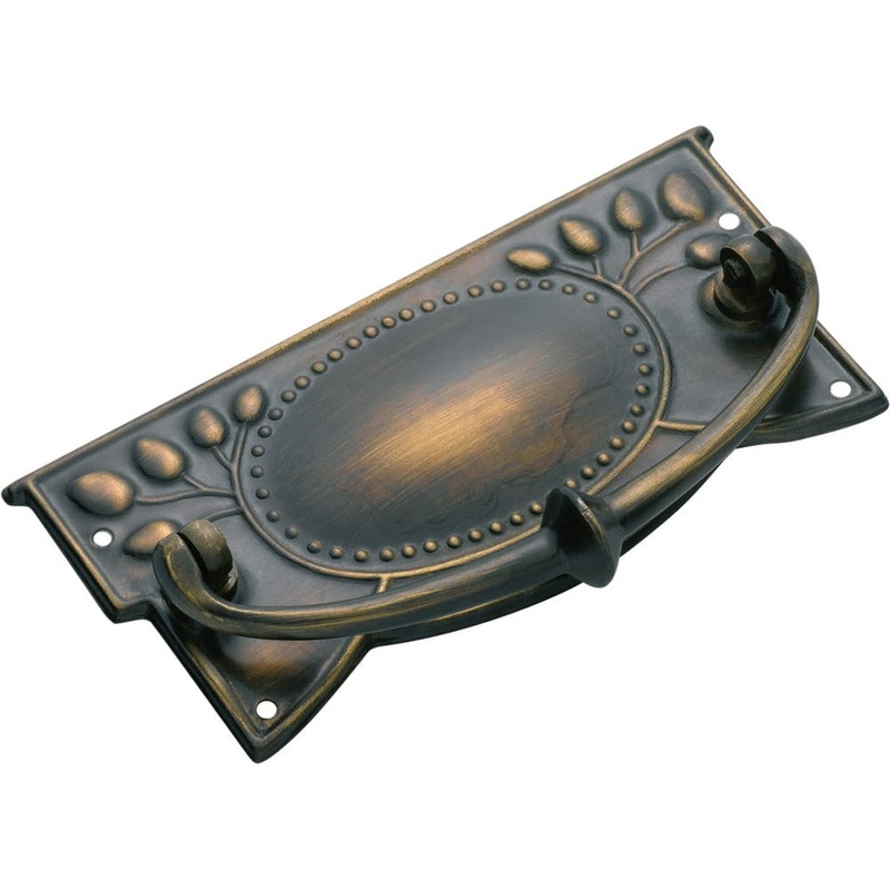 Cabinet Pull Handle Sheet Brass Edwardian Antique Brass