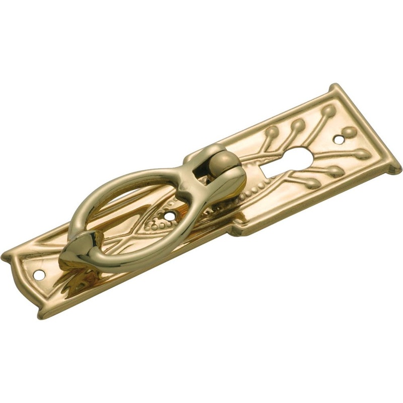 Cabinet Pull Handle Sheet Brass Pedestal Edwardian Polished Brass