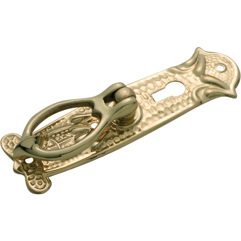 Cabinet Pull Handle Sheet Brass Pedestal Nouveau Pressed Keyhole Polished Brass