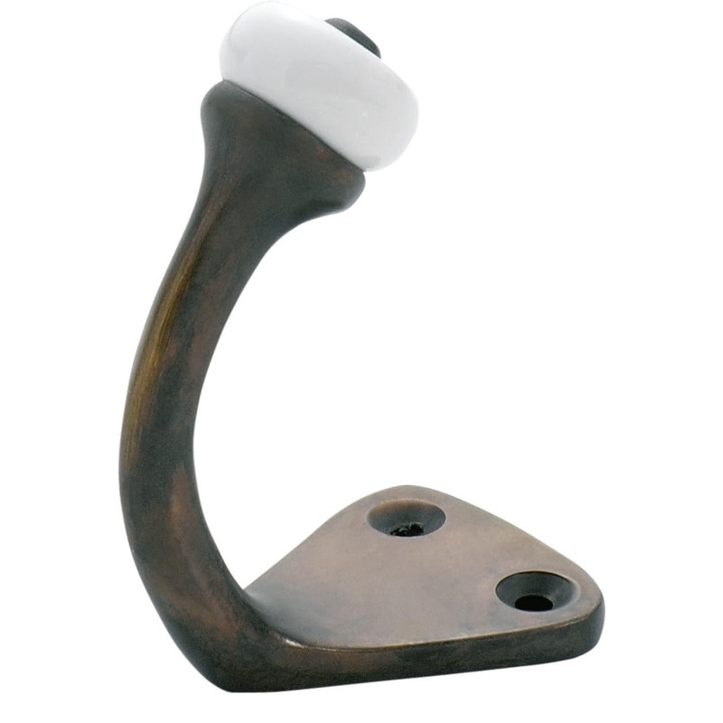 Robe Hook Porcelain Tip Antique Brass H45xP70mm