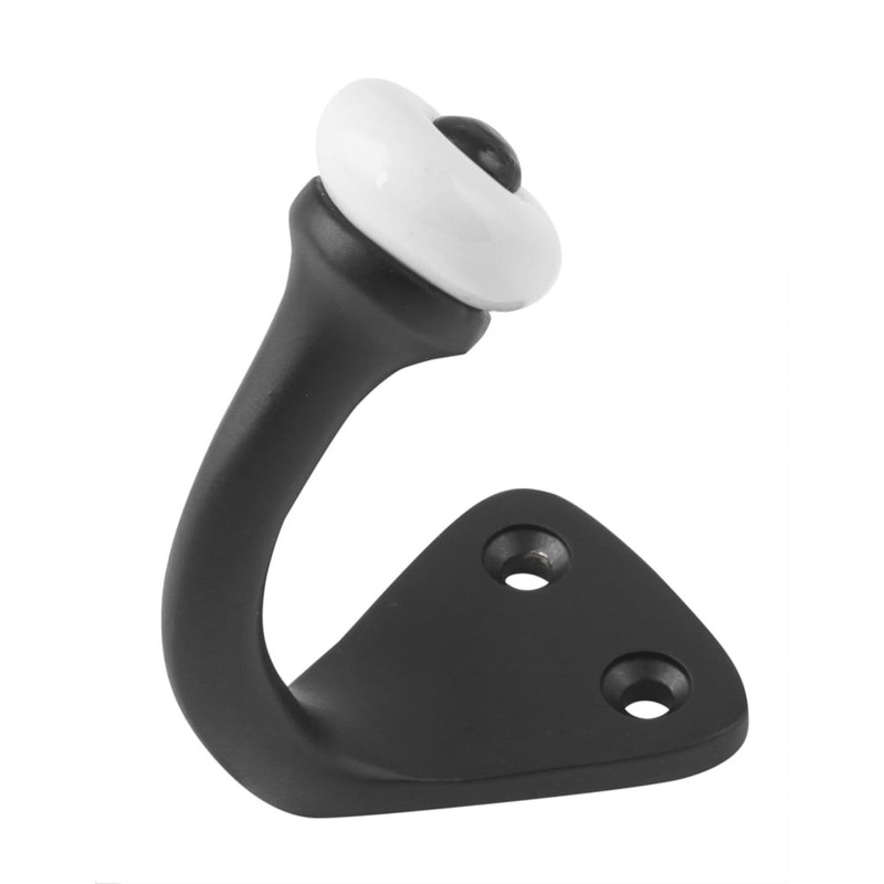 Robe Hook Porcelain Tip Matt Black H45xP70mm
