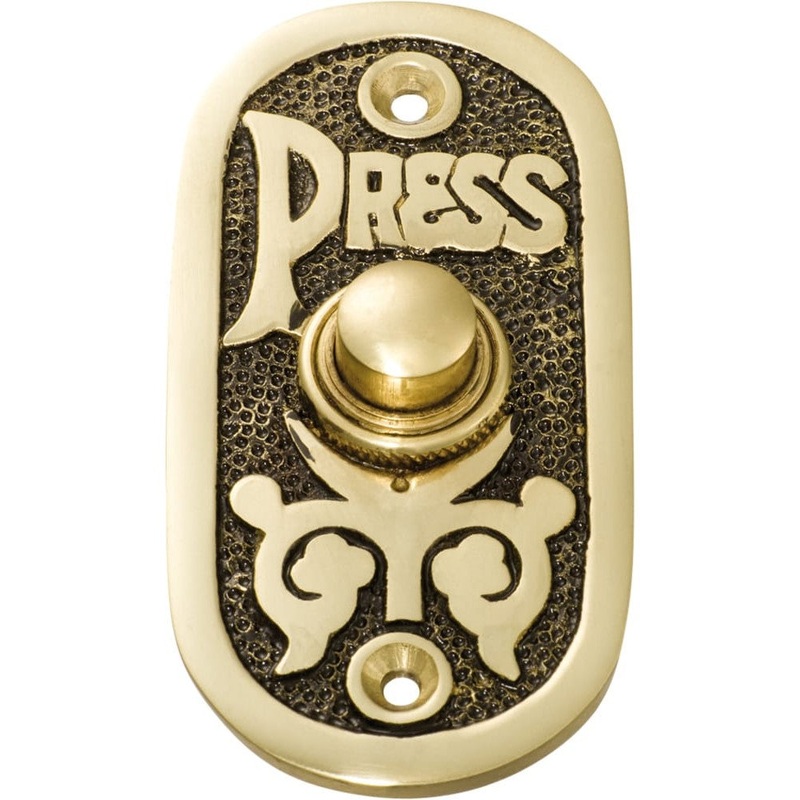 Bell Press Oval Polished Brass H80xW40mm