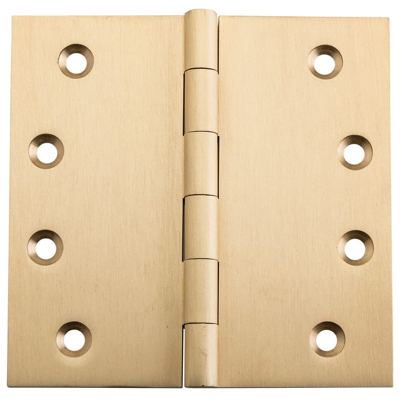 Hinge Fixed Pin Satin Brass H100xW100mm