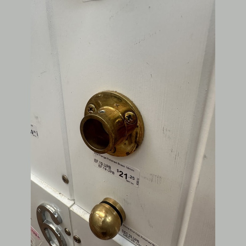 End Flange Polished Brass 19mm