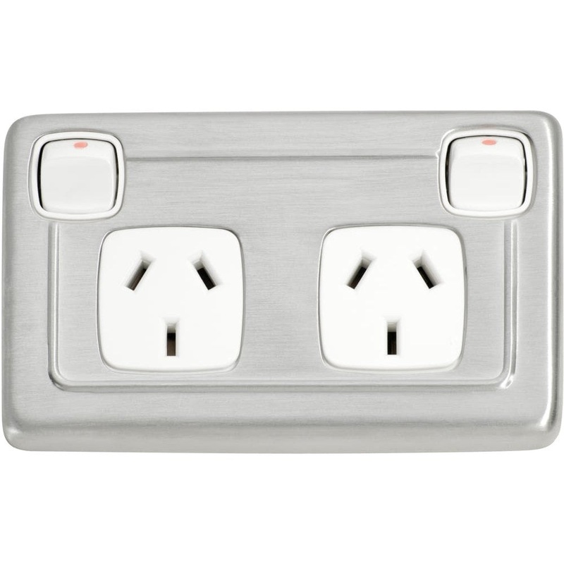 Socket Flat Plate Rocker Double White Satin Chrome