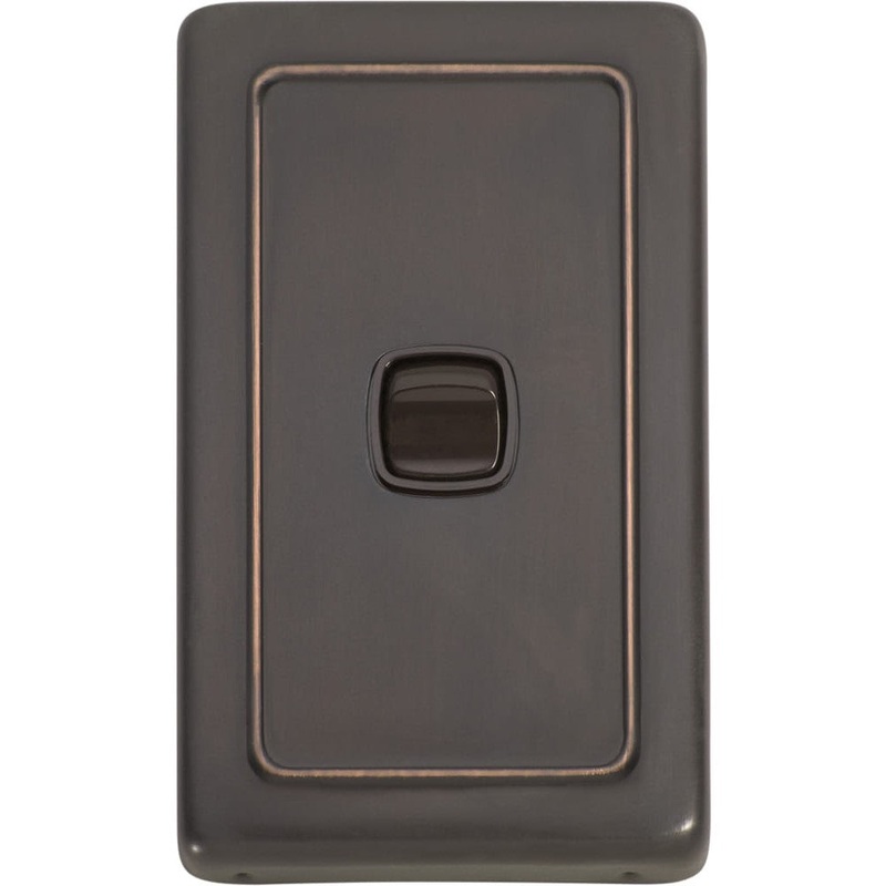 Switch Flat Plate Rocker 1 Gang Brown Antique Copper