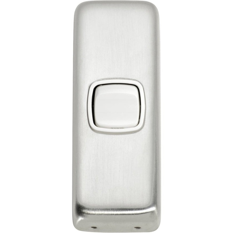 Switch Flat Plate Rocker 1 Gang White Satin Chrome