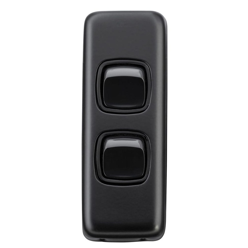 Switch Flat Plate Rocker 2 Gang Matt Black