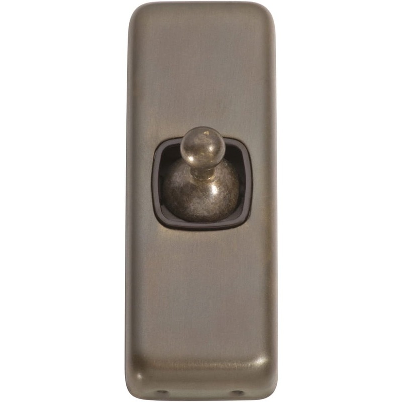 Switch Flat Plate Toggle 1 Gang Brown Antique Brass