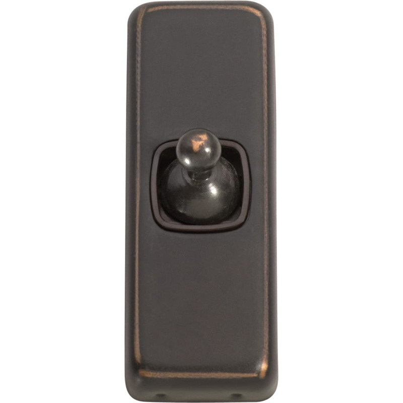 Switch Flat Plate Toggle 1 Gang Brown Antique Copper